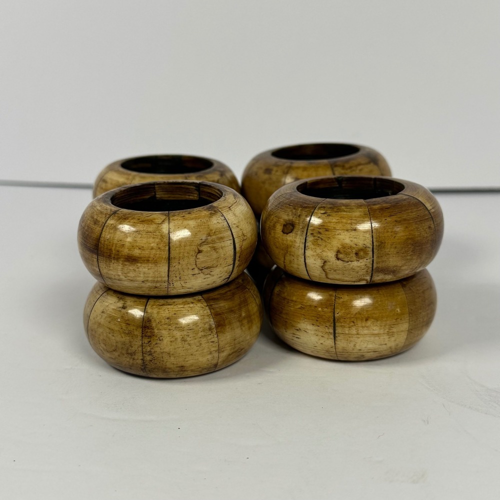 Set of‎ 6 Rustic Wood Napkin Rings Hand Carved for Farmhouse Table Decor